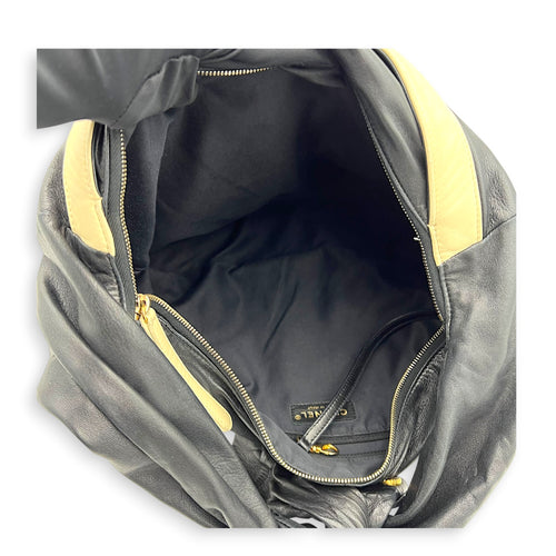 Jacket Crossbody Bag Black in Lambskin, Gold hardware