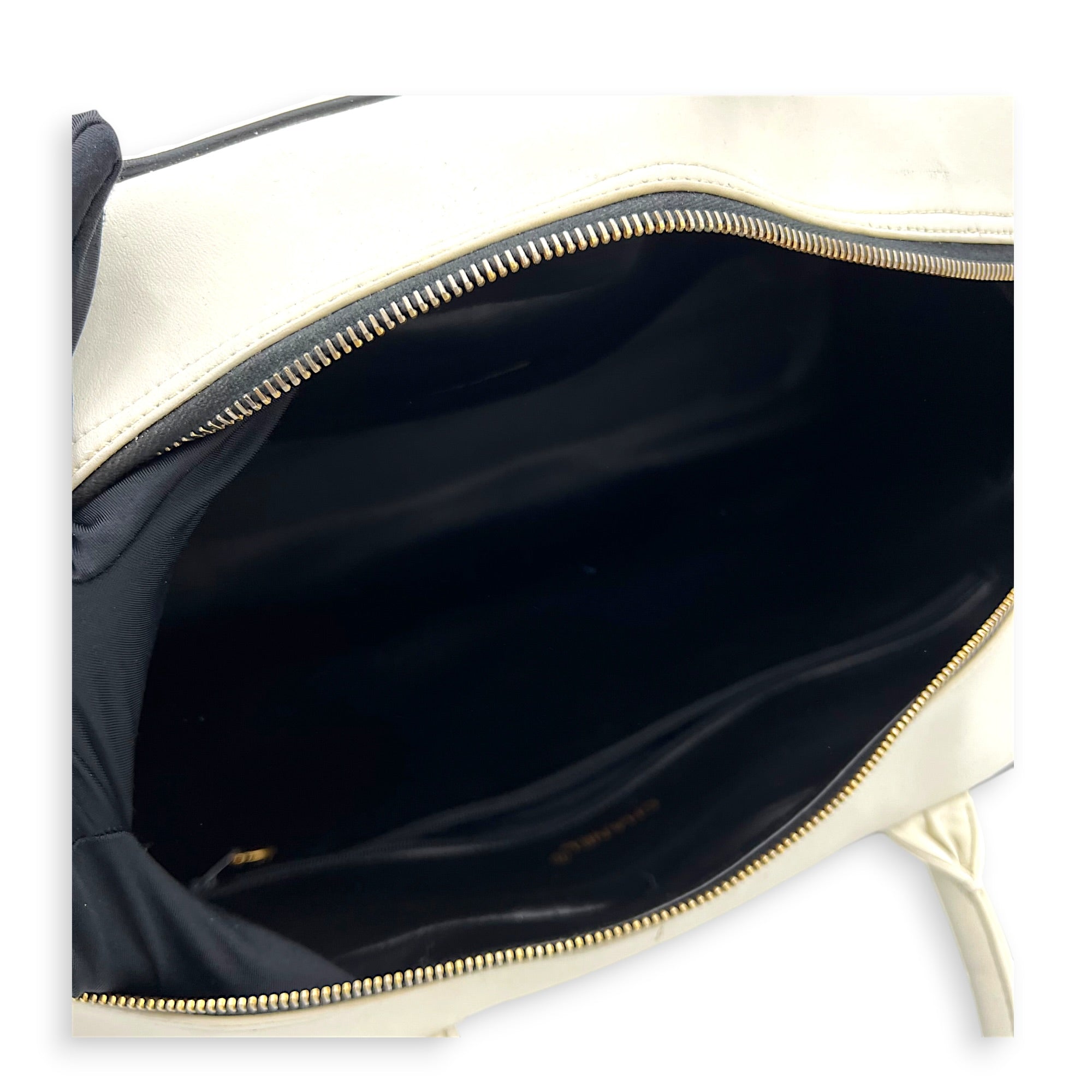 CC Bowling White (recoloured) Top Handle Bag in Calfskin, Gold hardware
