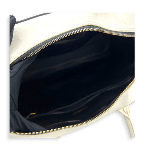 CC Bowling White (recoloured) Top Handle Bag in Calfskin, Gold hardware