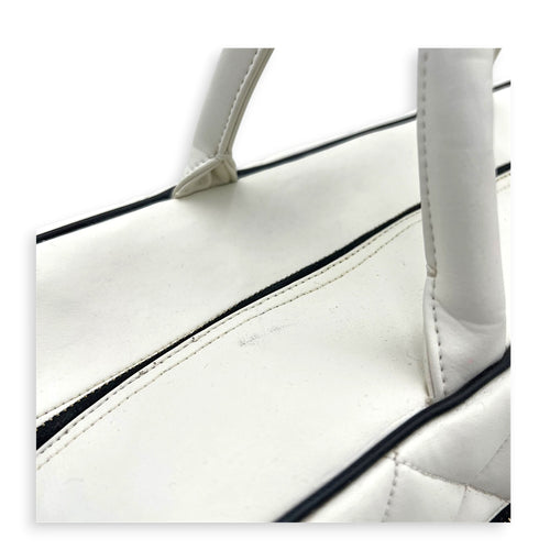 CC Bowling White (recoloured) Top Handle Bag in Calfskin, Gold hardware