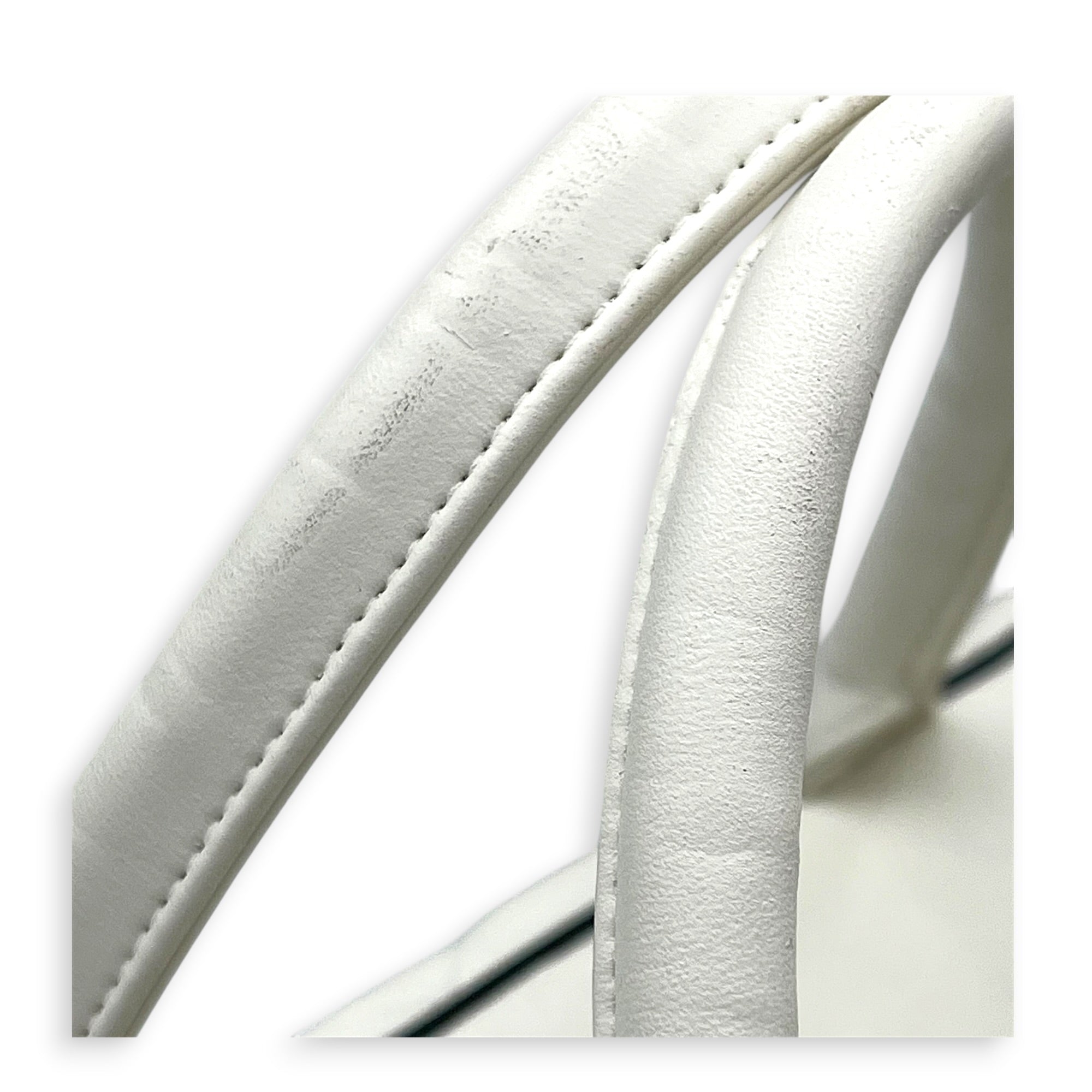 CC Bowling White (recoloured) Top Handle Bag in Calfskin, Gold hardware