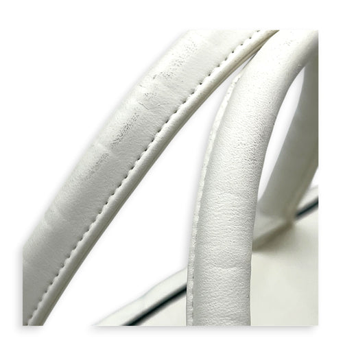 CC Bowling White (recoloured) Top Handle Bag in Calfskin, Gold hardware