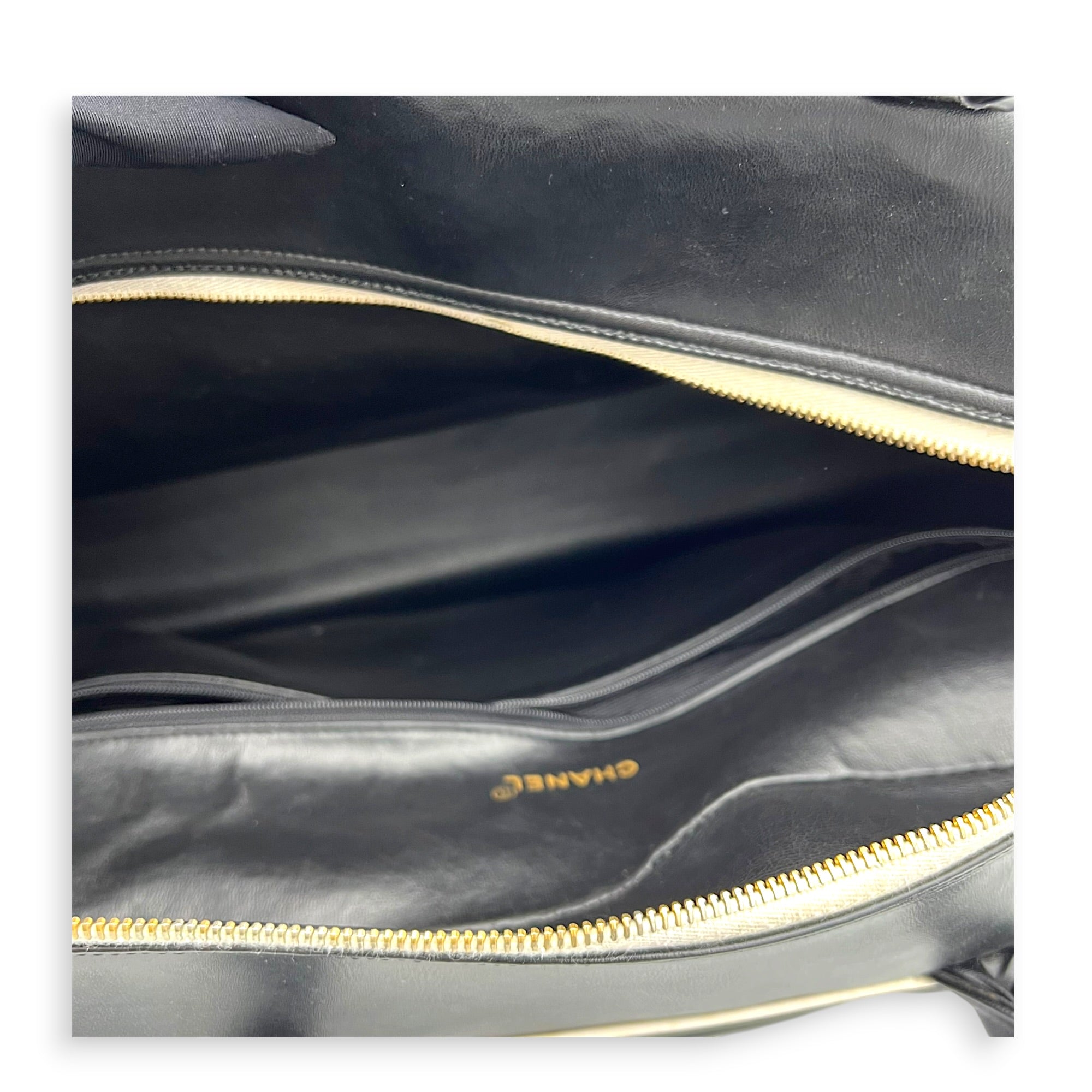 CC Bowling Top Handle Bag Black in Calfskin, Gold hardware