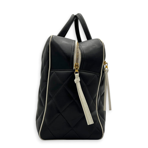 CC Bowling Top Handle Bag Black in Calfskin, Gold hardware