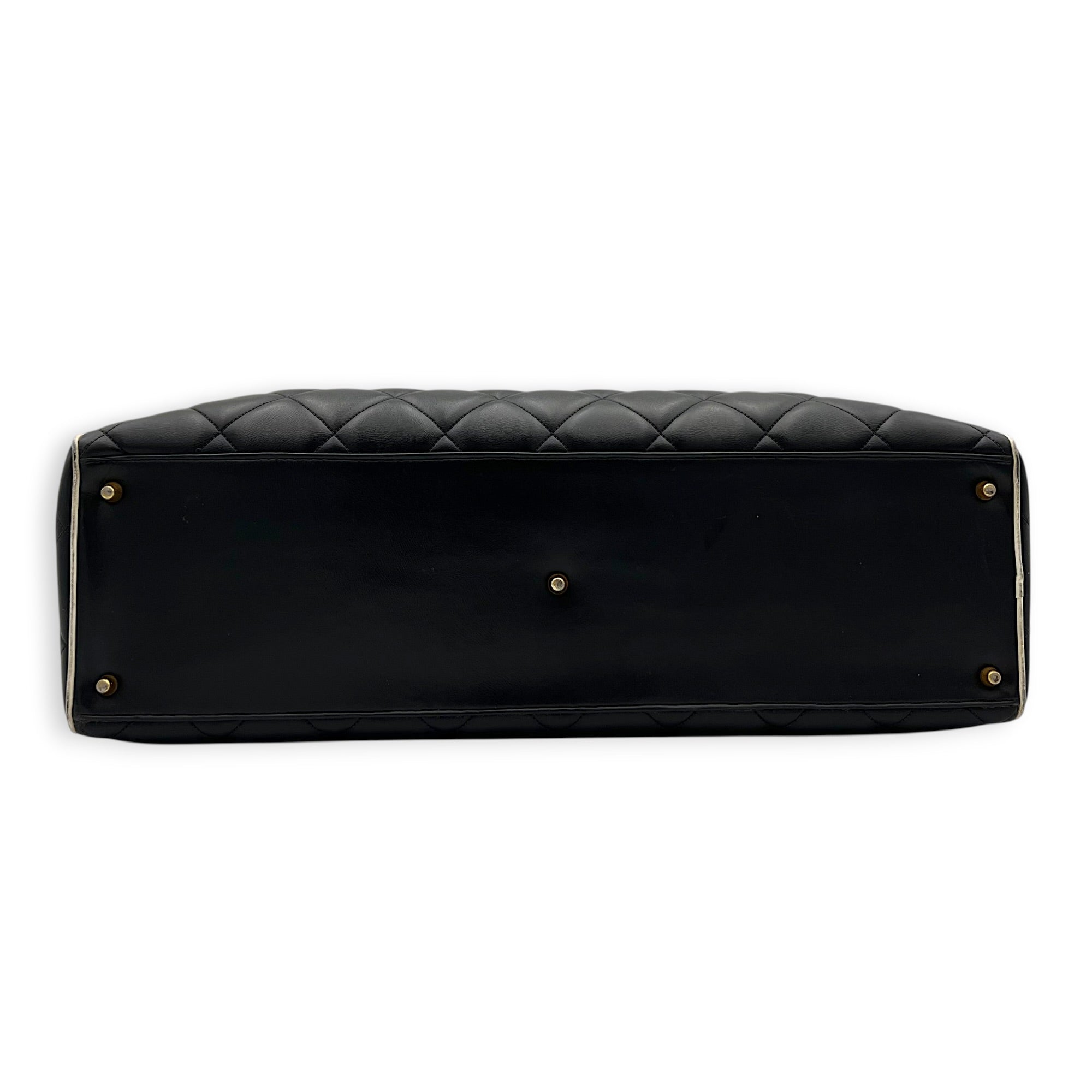 CC Bowling Top Handle Bag Black in Calfskin, Gold hardware