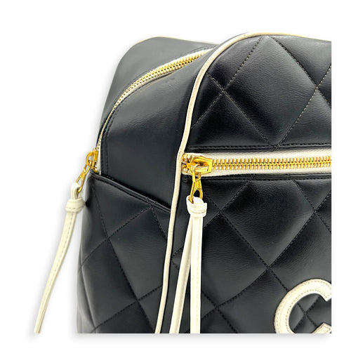 CC Bowling Top Handle Bag Black in Calfskin, Gold hardware
