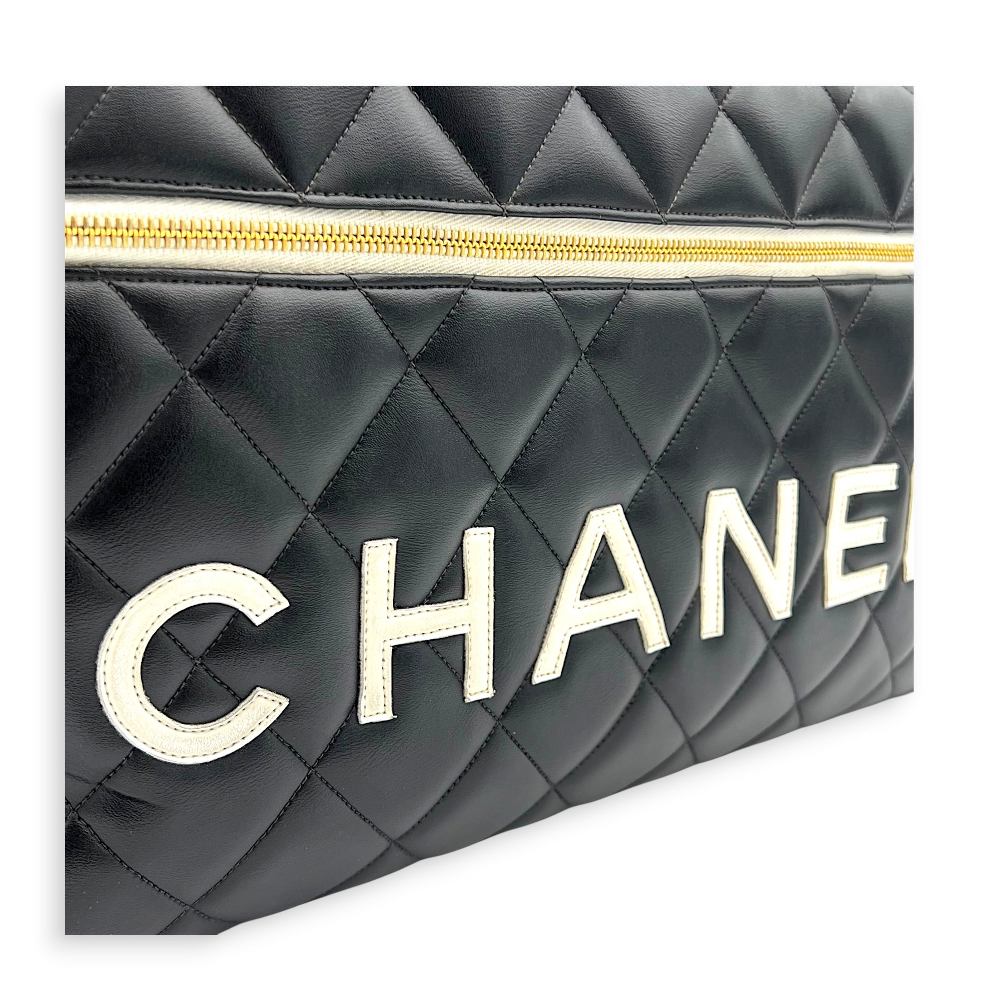 CC Bowling Top Handle Bag Black in Calfskin, Gold hardware