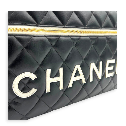 CC Bowling Top Handle Bag Black in Calfskin, Gold hardware