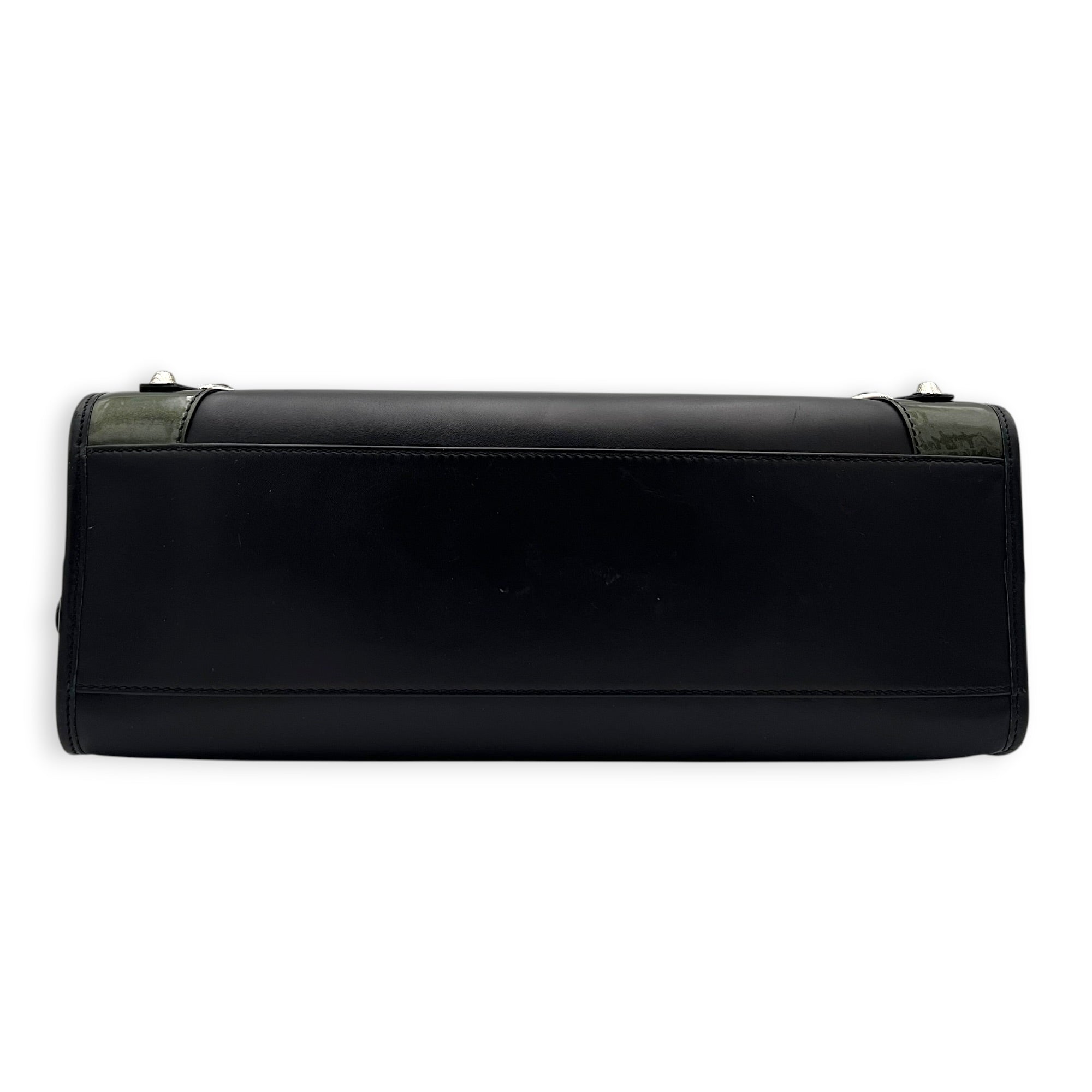 City Top Handle Bag Black in Calfskin, Silver hardware