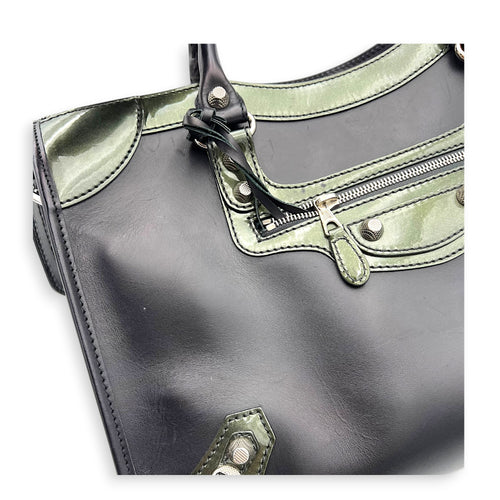 City Top Handle Bag Black in Calfskin, Silver hardware