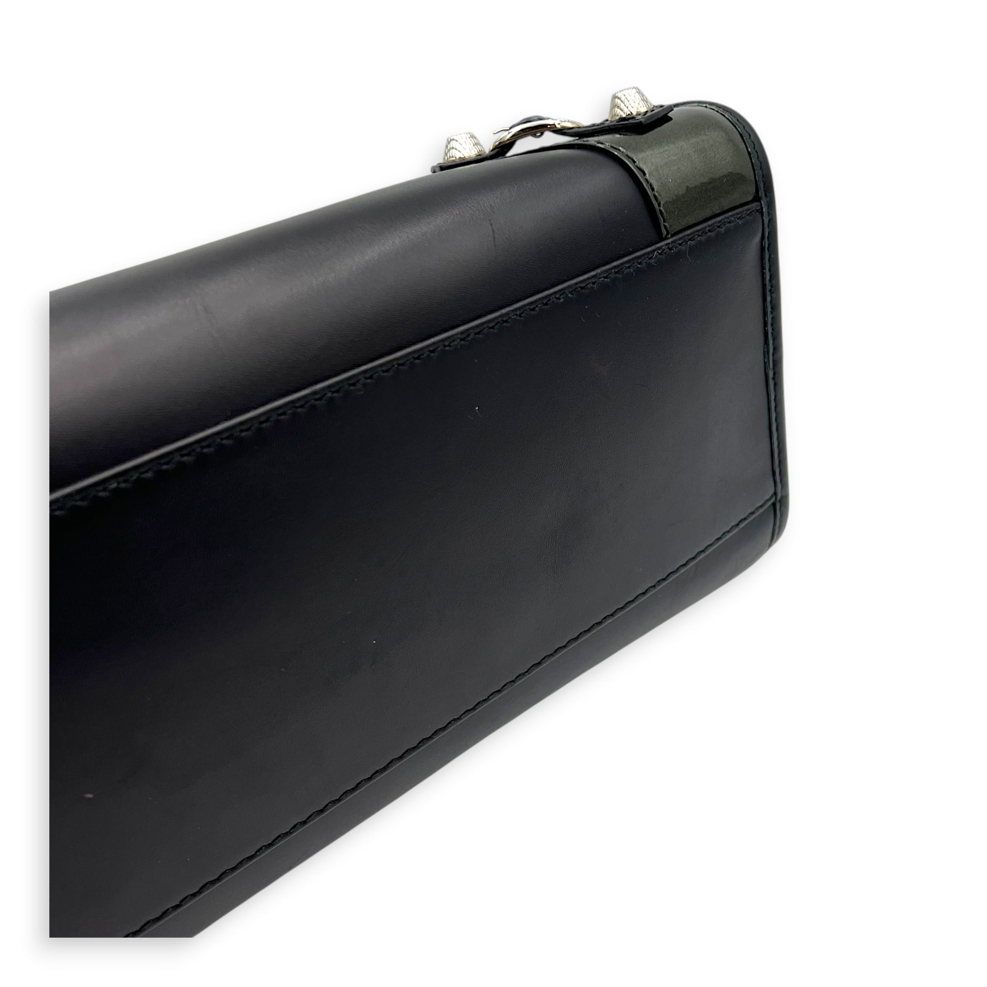City Top Handle Bag Black in Calfskin, Silver hardware