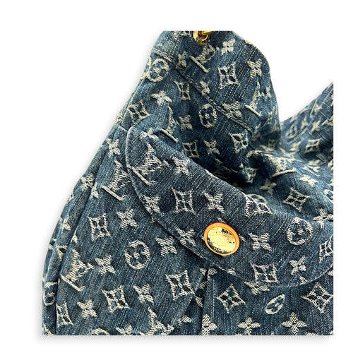 Daily Hobo  Shoulder Bag Blue in Denim, Gold hardware