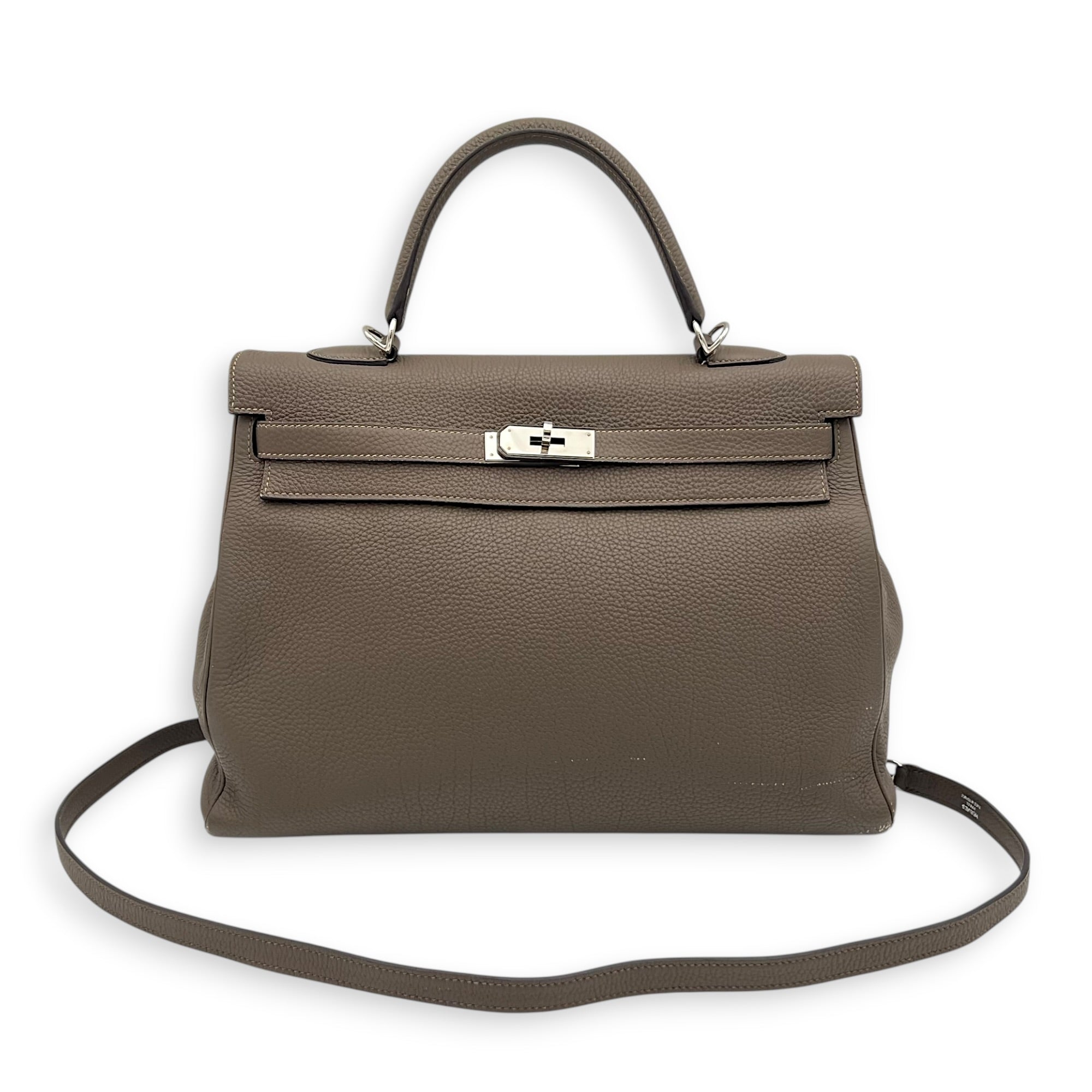 Kelly 35 Etain Top Handle Bag in Togo, Gold hardware