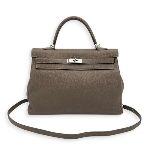 Kelly 35 Etain Top Handle Bag in Togo, Gold hardware