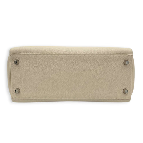 Kelly Gallop 28 Craie/Black/Fauve/Rouge H Top Handle Bag in Togo, Palladium hardware