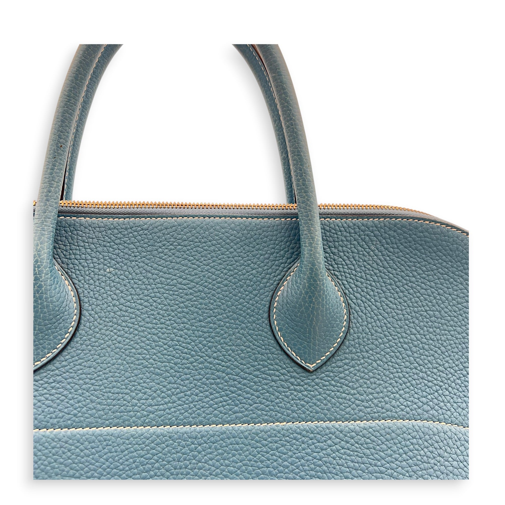 Bolide 45 Blue Jean Top Handle Bag in Clemence, Gold hardware