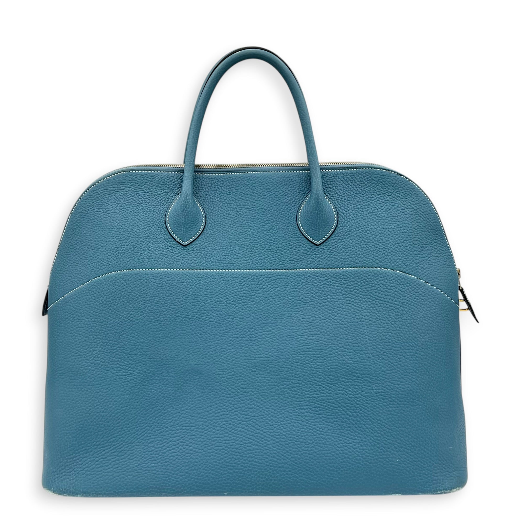 Bolide 45 Blue Jean Top Handle Bag in Clemence, Gold hardware