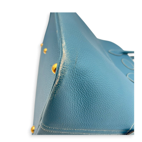 Bolide 45 Blue Jean Top Handle Bag in Clemence, Gold hardware