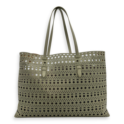 Mina Laser Cut 44 White Top Handle Bag in Calfskin, Silver hardware