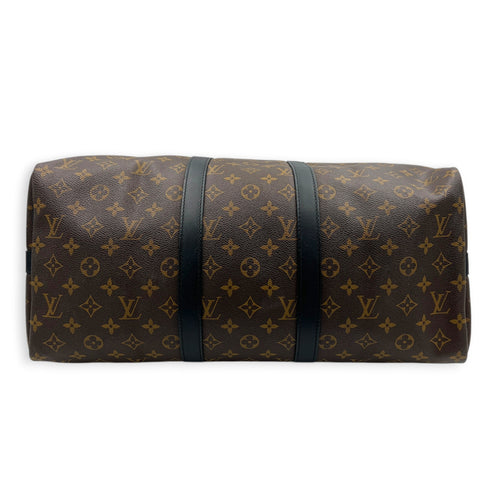 Keepall 45 Brown Top Handle Bag in Monogram Coated Canvas, Silver hardware