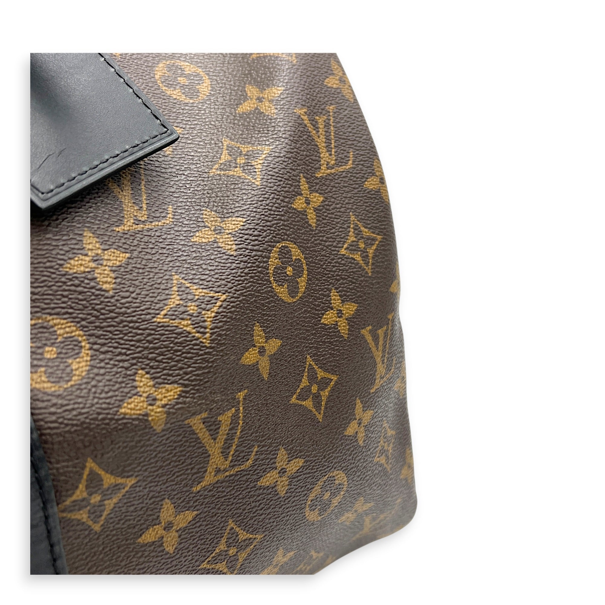 Keepall 45 Brown Top Handle Bag in Monogram Coated Canvas, Silver hardware