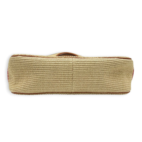 Shopper Brown Top Handle Bag in Raffia, Gold hardware