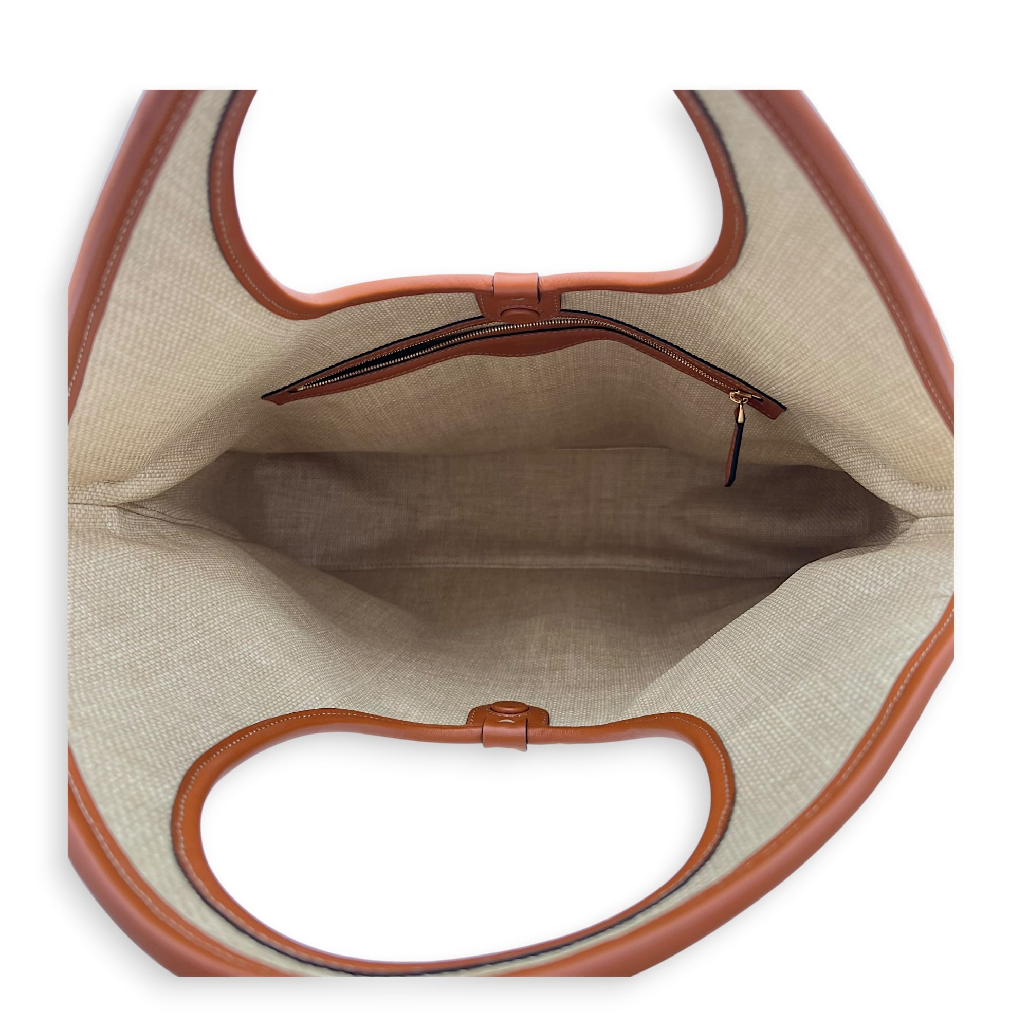 Shopper Brown Top Handle Bag in Raffia, Gold hardware