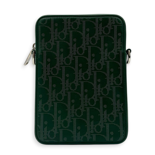 World Tour Oblique Crossbody Bag Green in Calfskin, Silver hardware