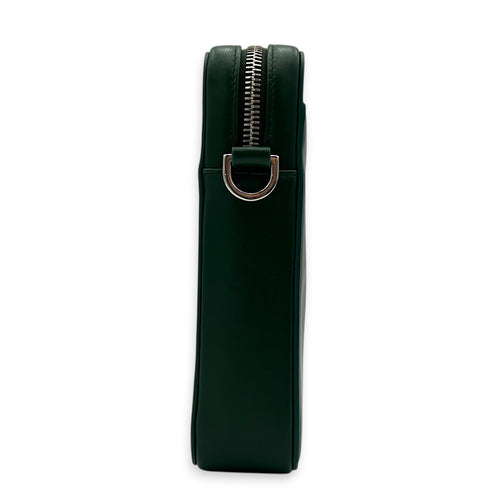 World Tour Oblique Crossbody Bag Green in Calfskin, Silver hardware