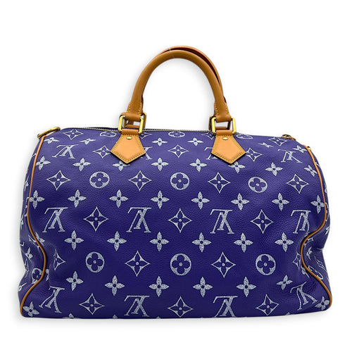 P9 Speedy Bandouliere 40 Purple Top Handle Bag in Taurillon Leather, Gold hardware