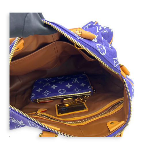 P9 Speedy Bandouliere 40 Purple Top Handle Bag in Taurillon Leather, Gold hardware