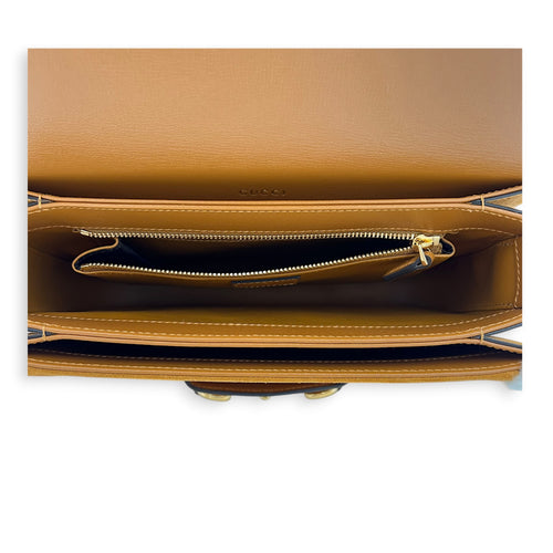 Horsebit 1955 Shoulder Bag Brown in Suede Leather, Gold hardware