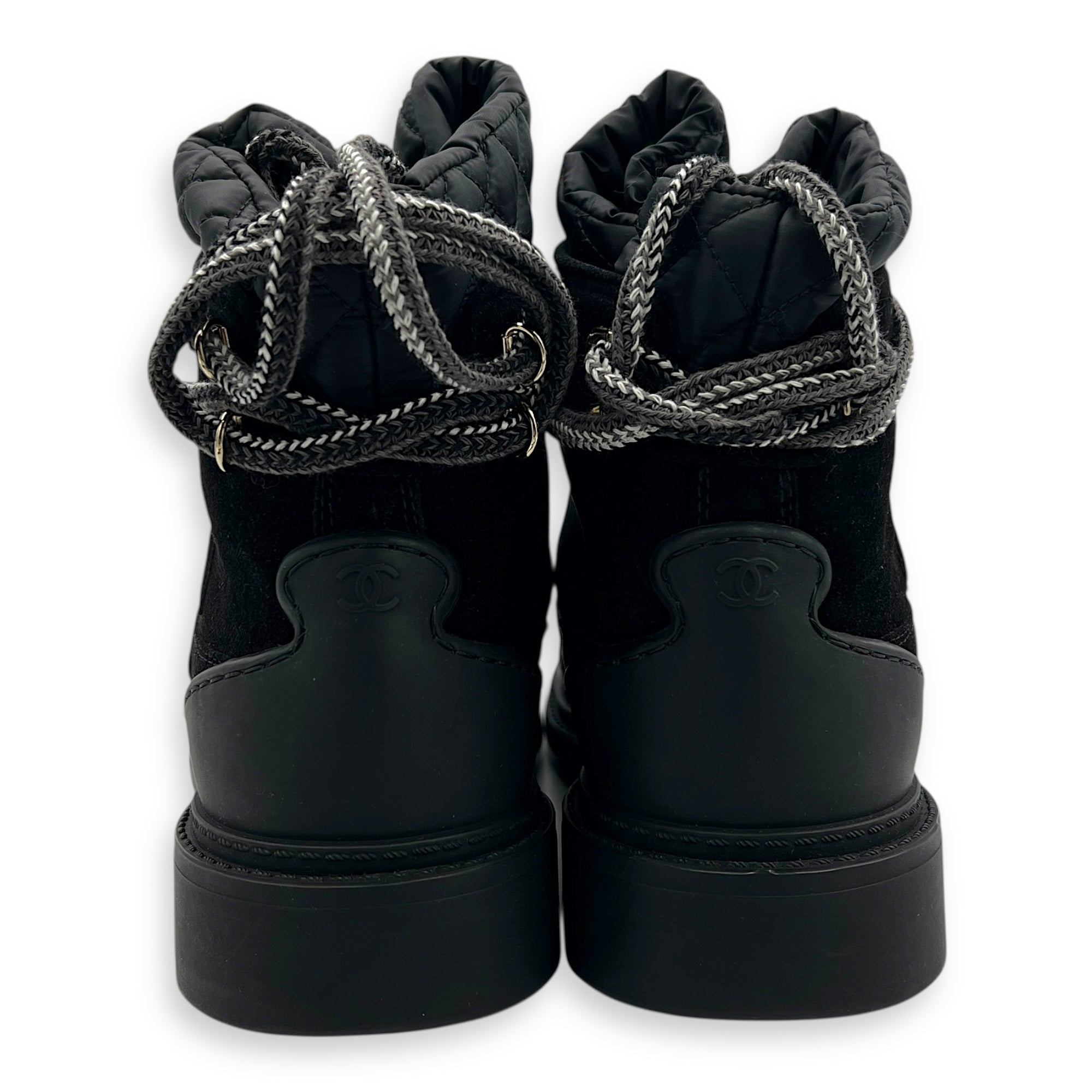 CC Padded Spiked Boots 38 Black in Suede Leather, Silver hardware