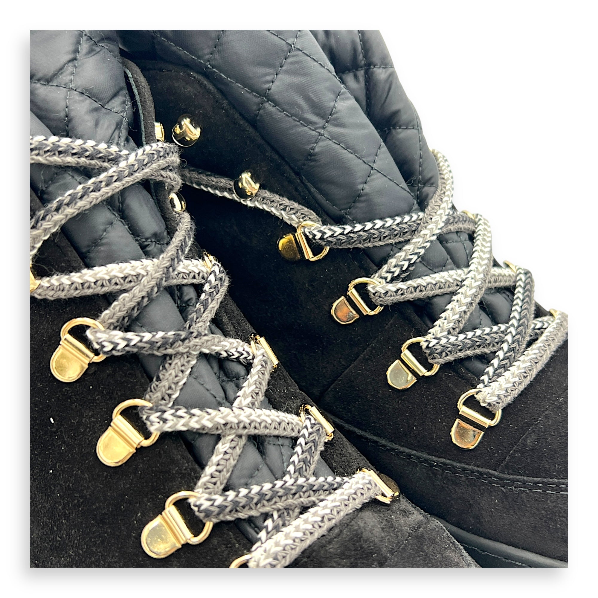 CC Padded Spiked Boots 38 Black in Suede Leather, Silver hardware