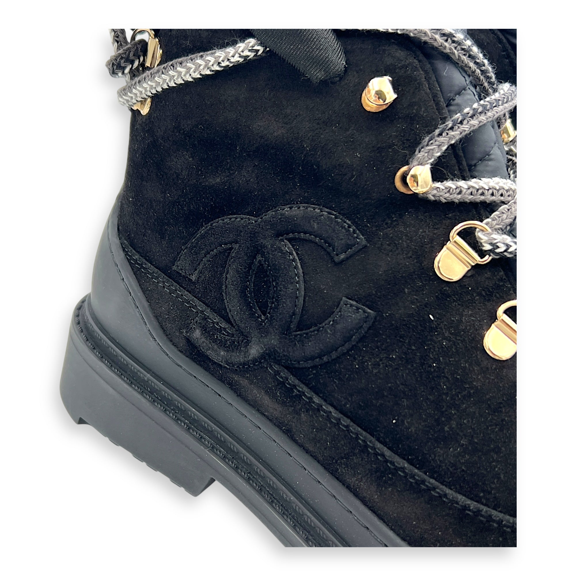 CC Padded Spiked Boots 38 Black in Suede Leather, Silver hardware