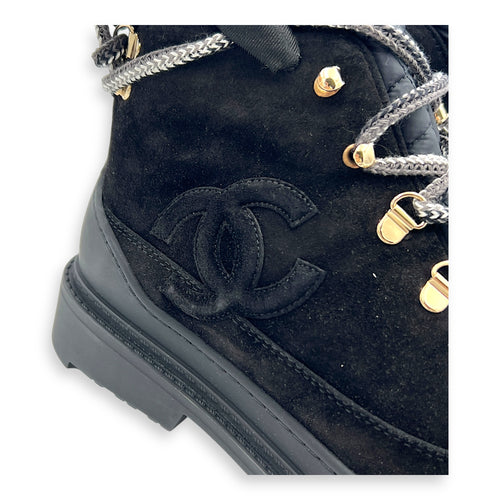CC Padded Spiked Boots 38 Black in Suede Leather, Silver hardware