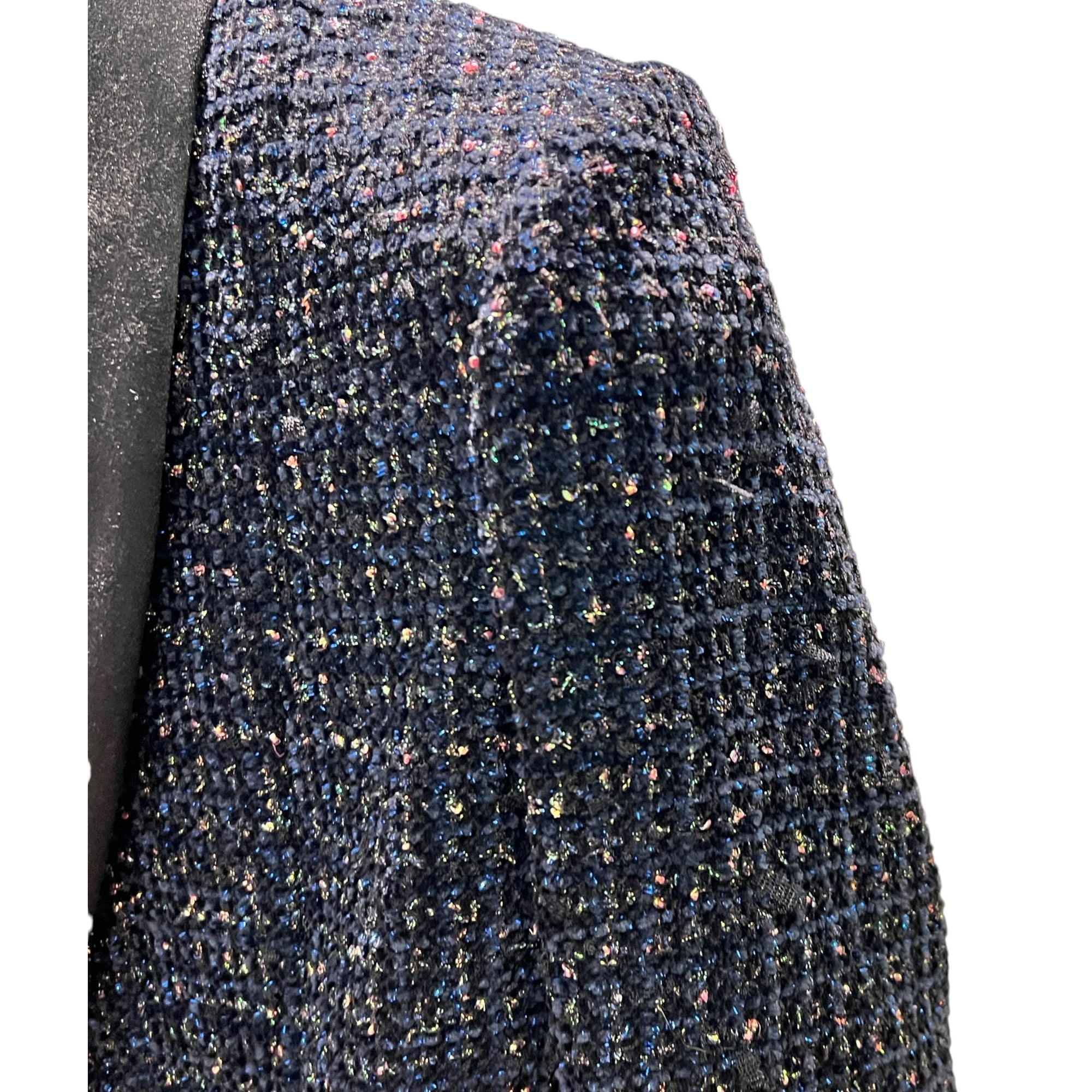 CC Tweed FR34 Black Jacket in Wool, Silver hardware