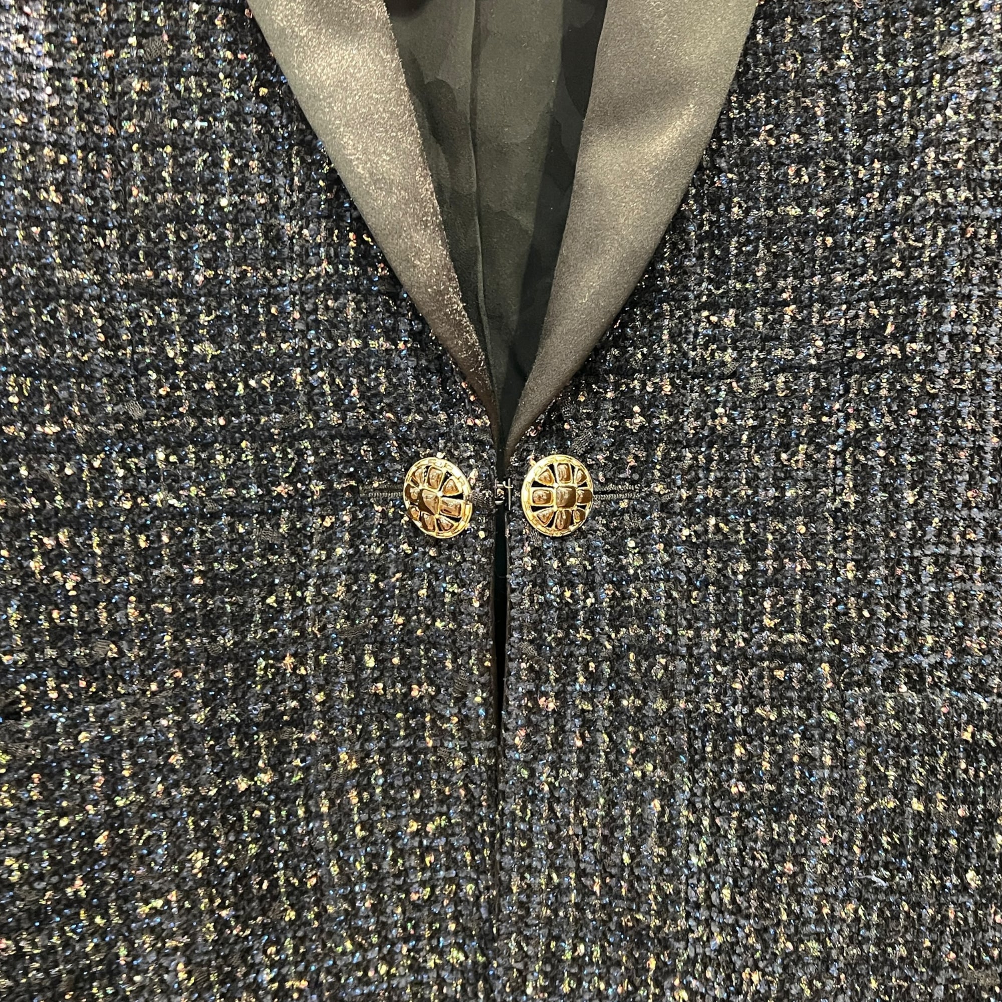CC Tweed FR34 Black Jacket in Wool, Silver hardware