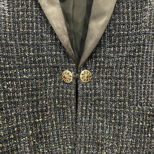 CC Tweed FR34 Black Jacket in Wool, Silver hardware