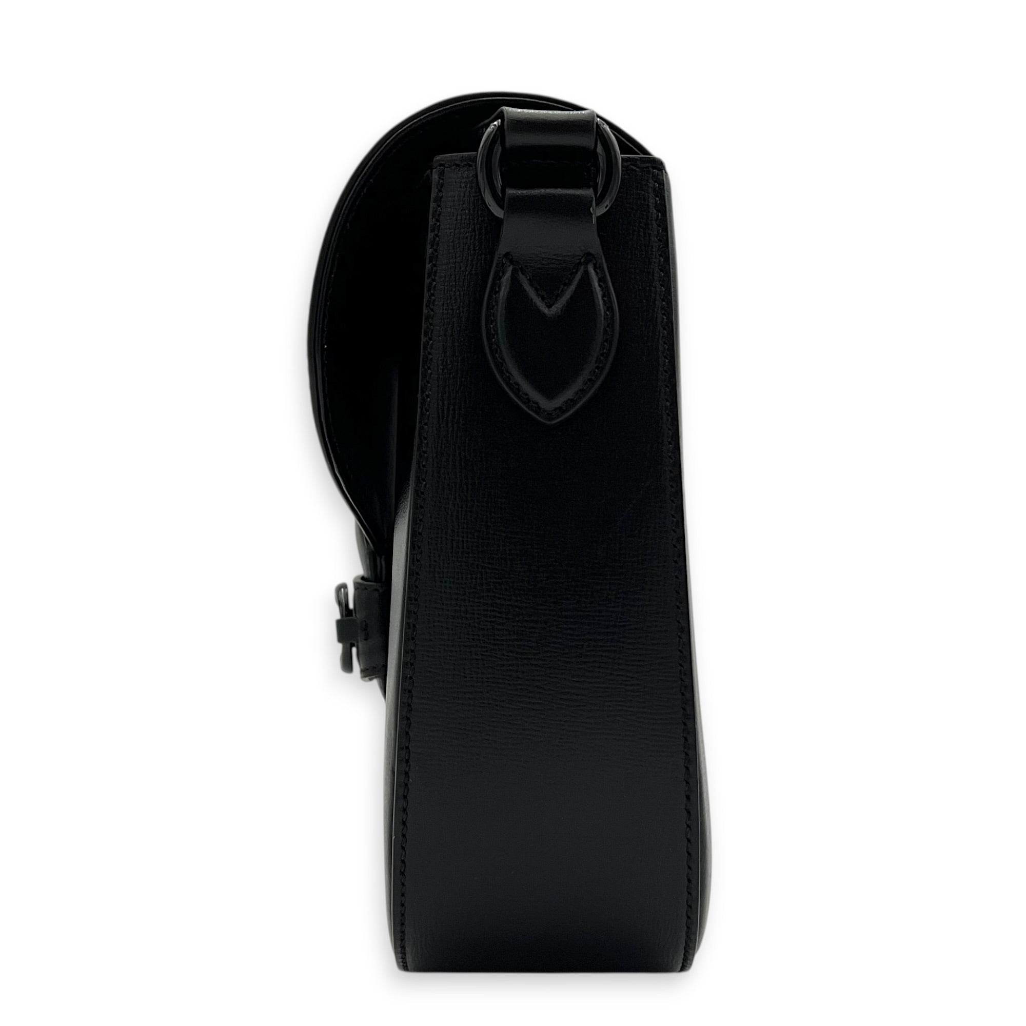 Horsebit 1955 Large Black Shoulder Bag in Calfskin, Black hardware