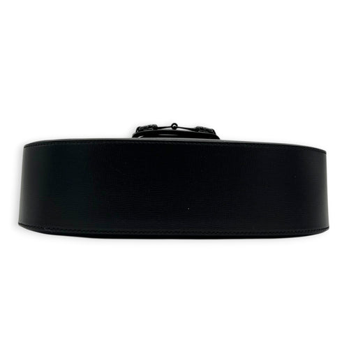 Horsebit 1955 Large Black Shoulder Bag in Calfskin, Black hardware