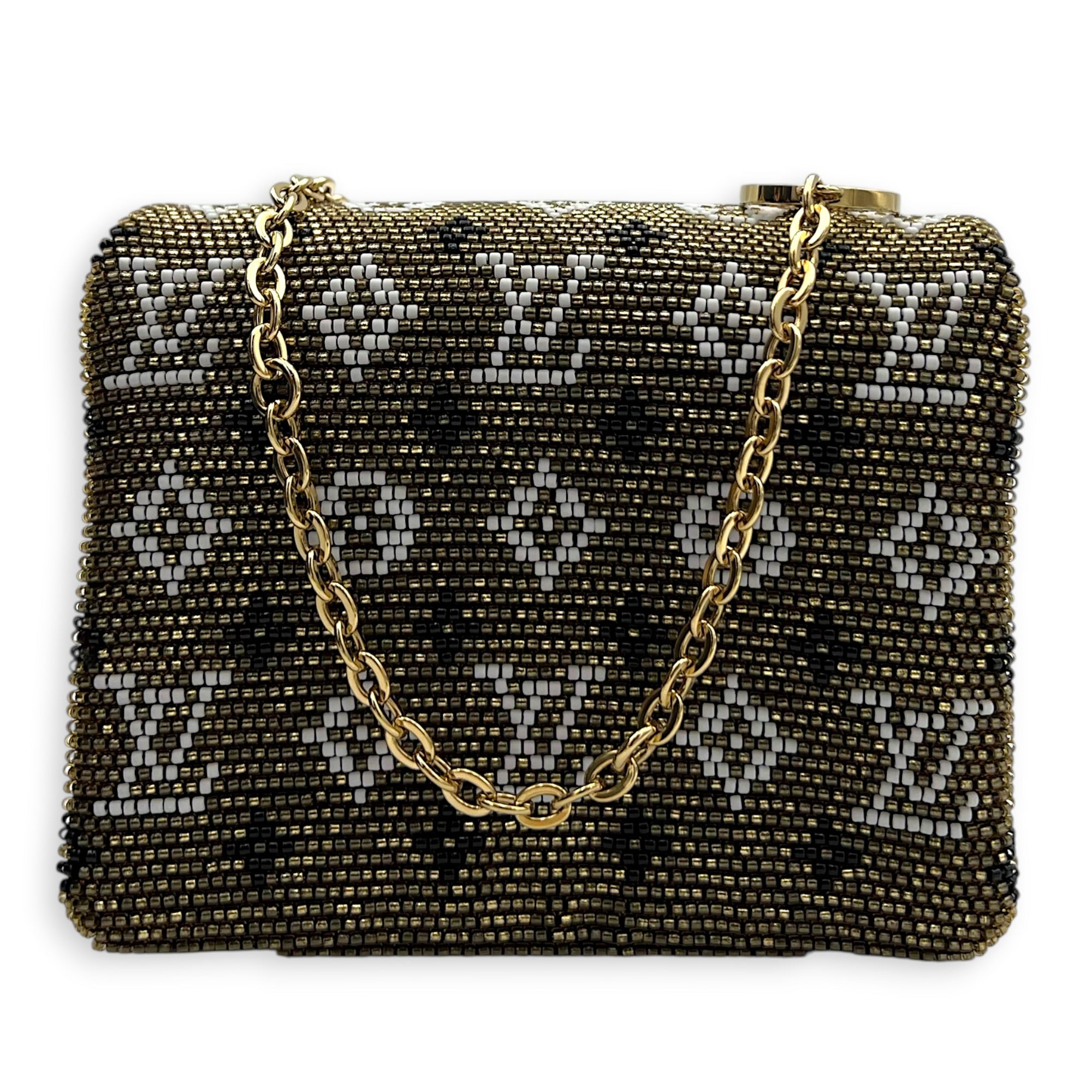 Coussin Green Belt Bag in Glass Beaded, Gold hardware