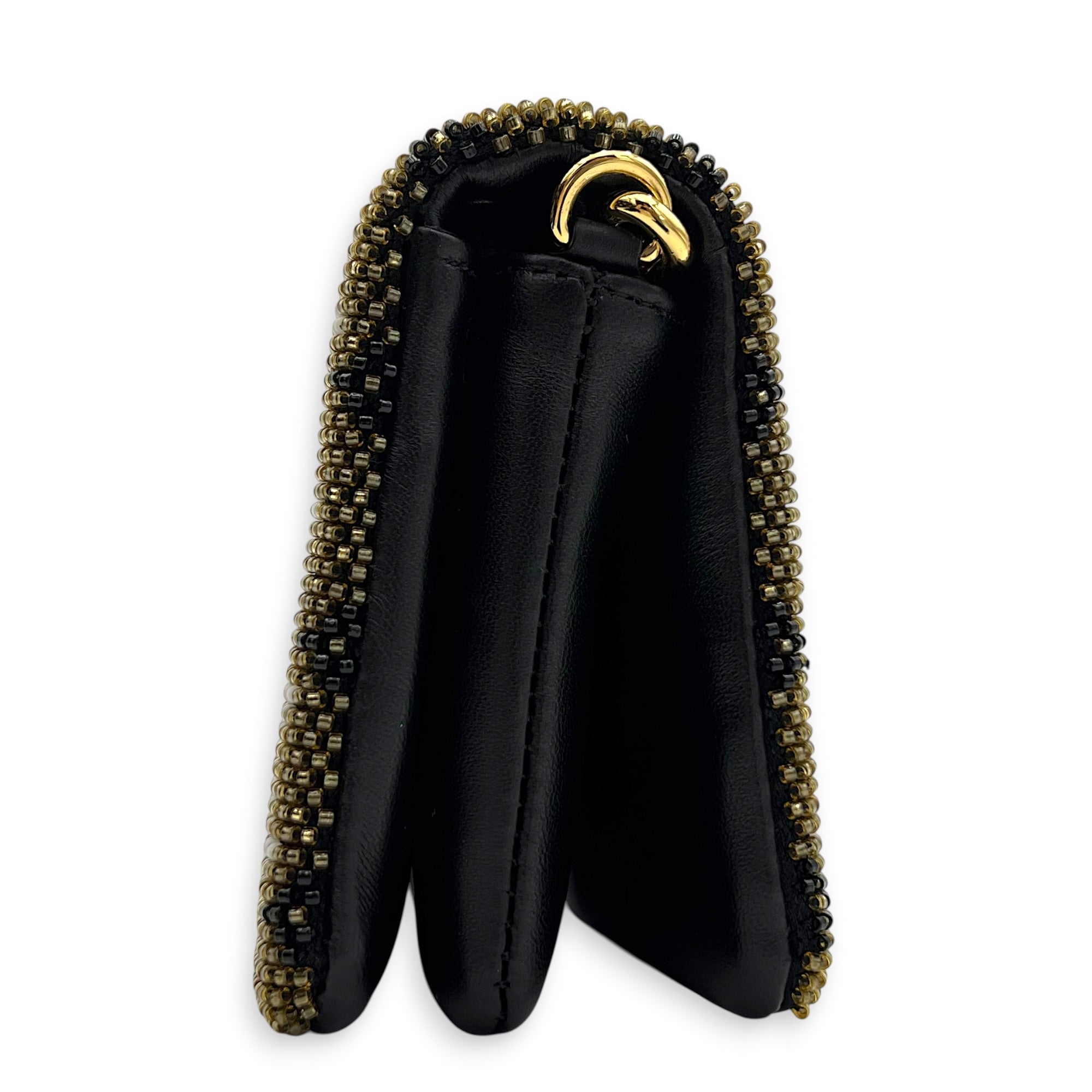 Coussin Green Belt Bag in Glass Beaded, Gold hardware