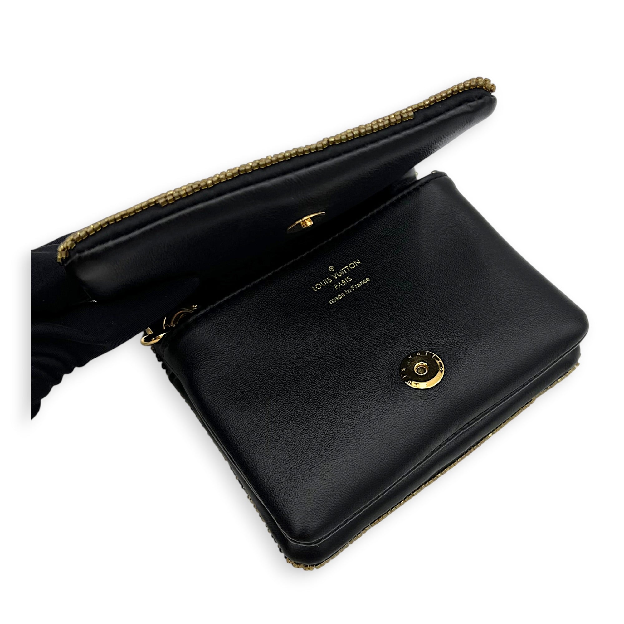 Coussin Green Belt Bag in Glass Beaded, Gold hardware