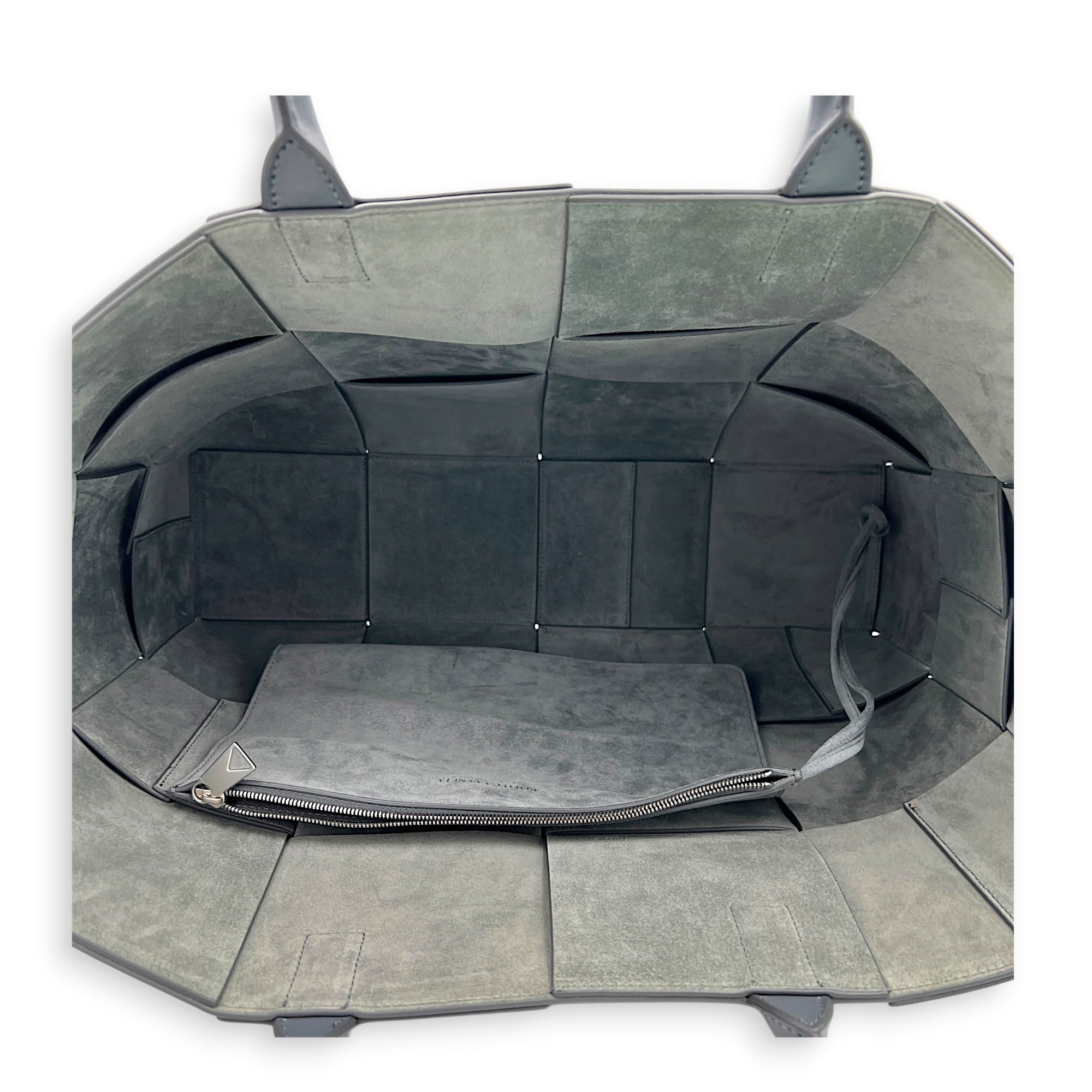 Arco Top Handle Bag Grey in Lambskin, Silver hardware