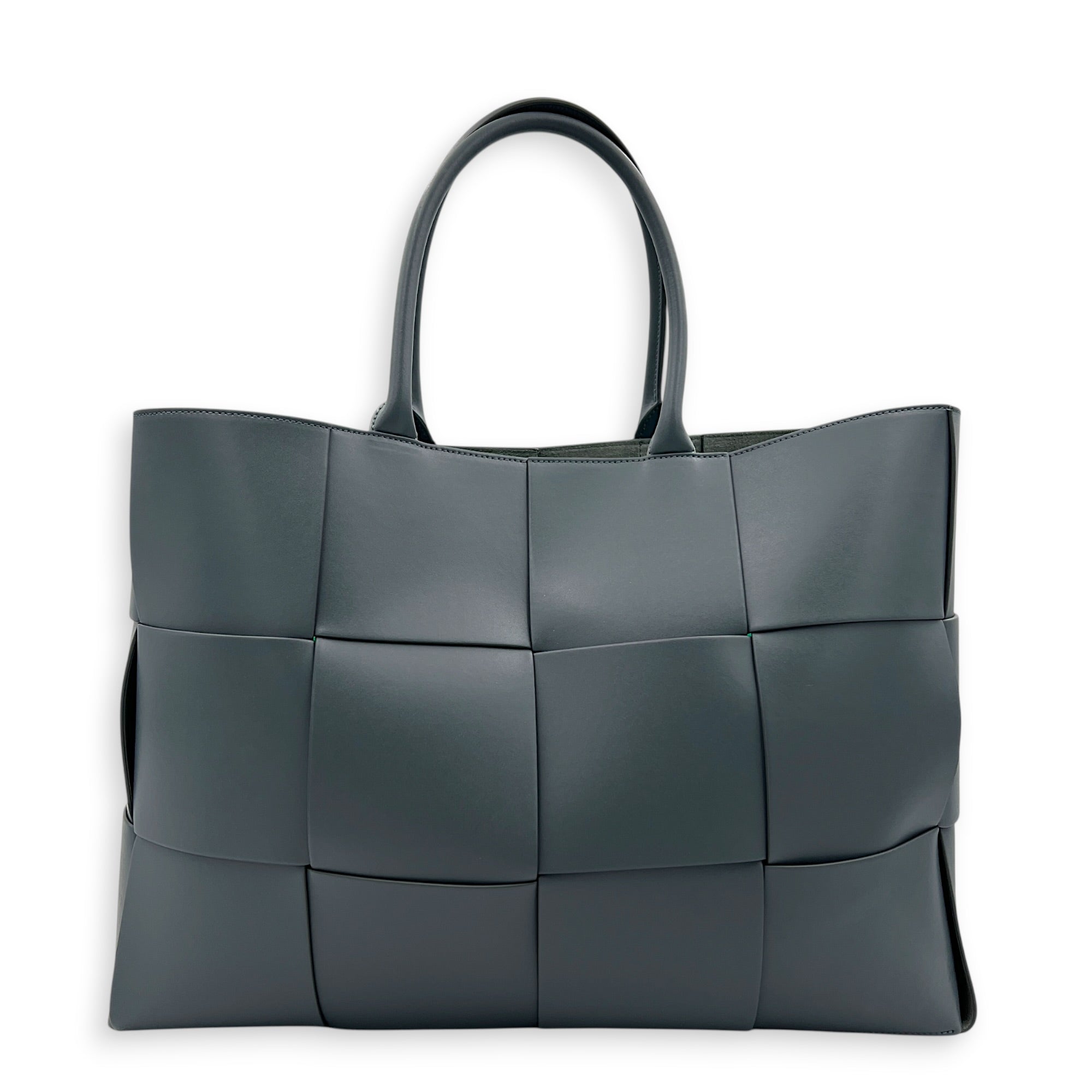 Arco Top Handle Bag Grey in Lambskin, Silver hardware