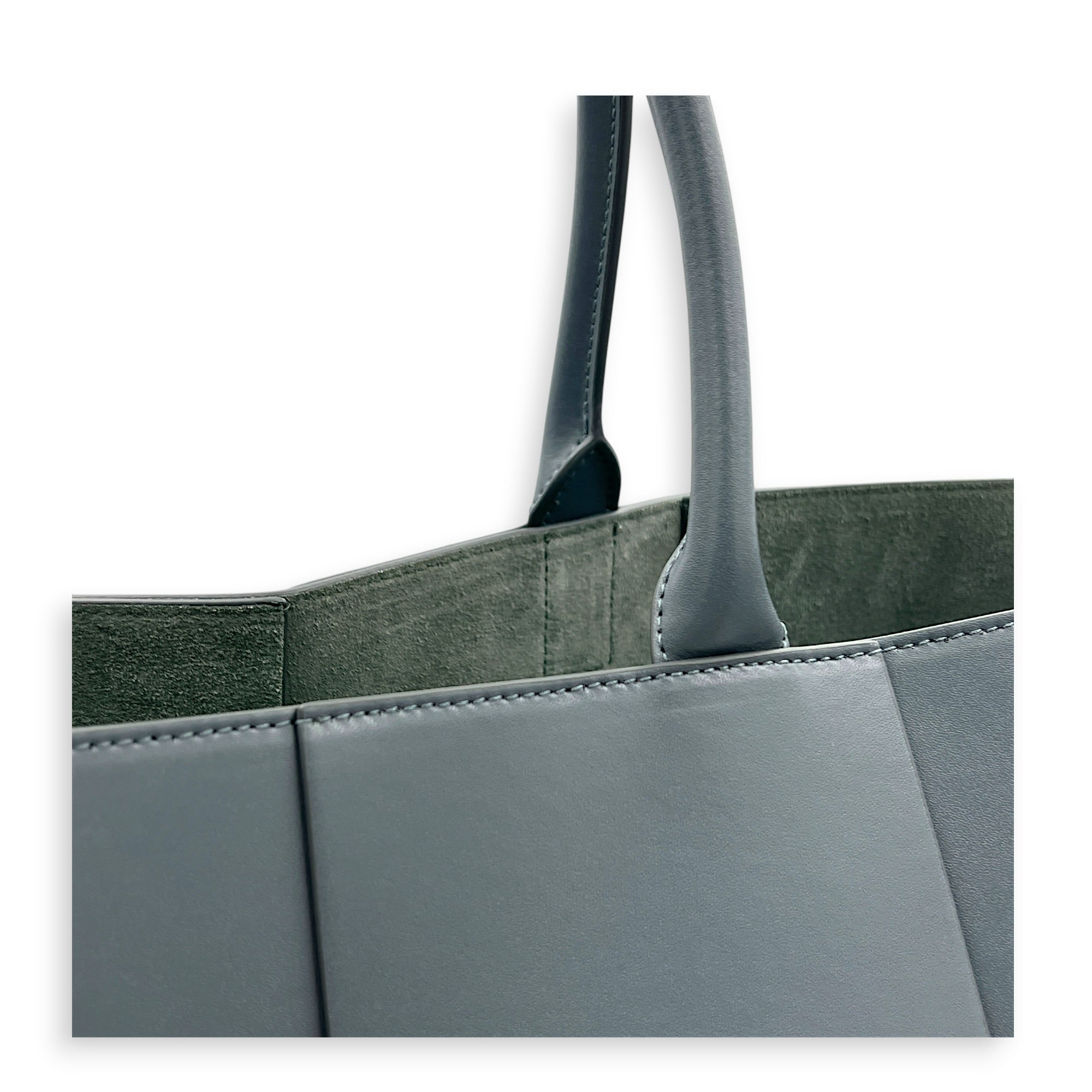 Arco Top Handle Bag Grey in Lambskin, Silver hardware