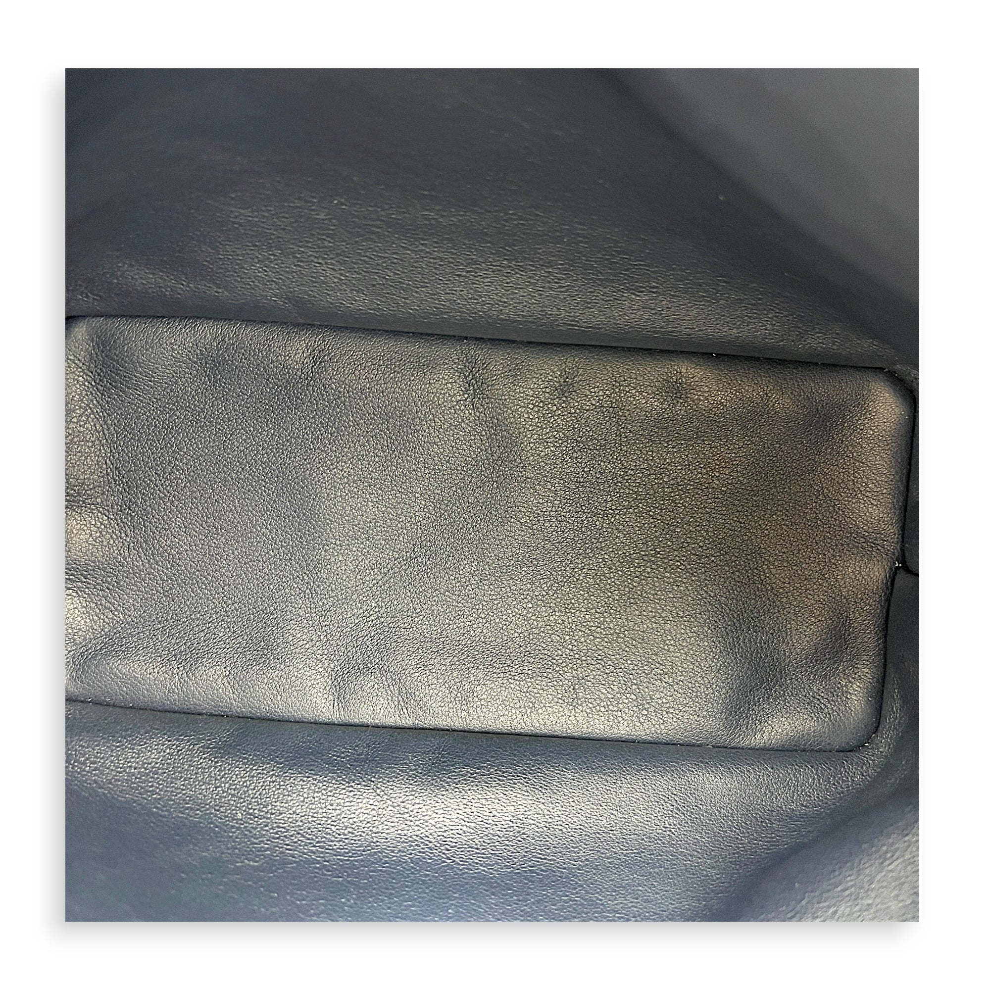 Anjou Mini Blue Tote Bag in Coated Canvas, Silver hardware