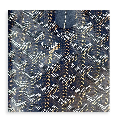 Anjou Mini Blue Tote Bag in Coated Canvas, Silver hardware