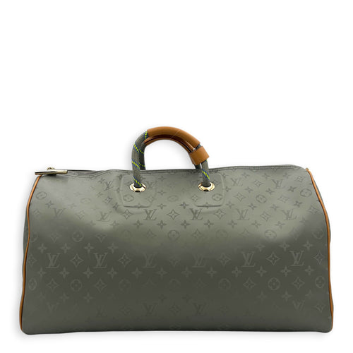 Keepall 50 Titanium Top Handle Bag in Coated Canvas, Silver hardware